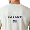 White t-shirt with Ariat logo and text on the back