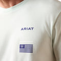 White t-shirt with Ariat logo on a white background