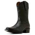 Black Ariat cowboy boot with square toe and pull straps