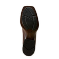 Brown leather Chelsea boot with wide square toe and western styling – sole view