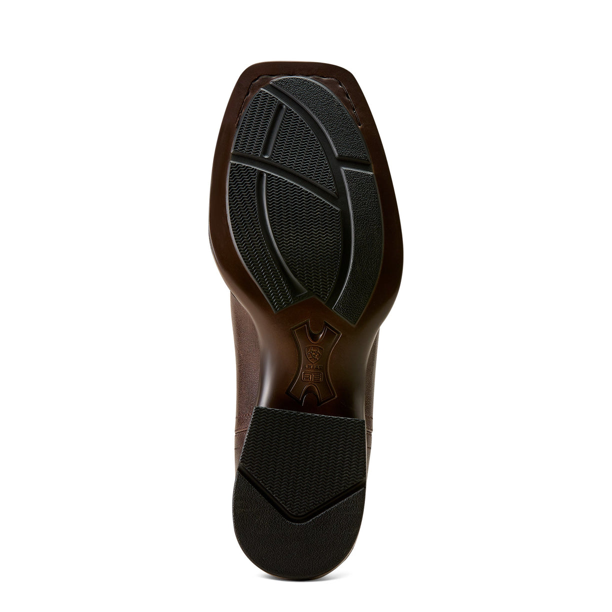 Brown leather Chelsea boot with wide square toe and western styling – sole view