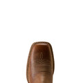 Close-up of a brown leather boot sole on a white background