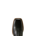 Close-up of a black leather boot sole on a white background