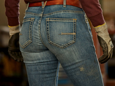 Ariat denim jeans worn by a working woman