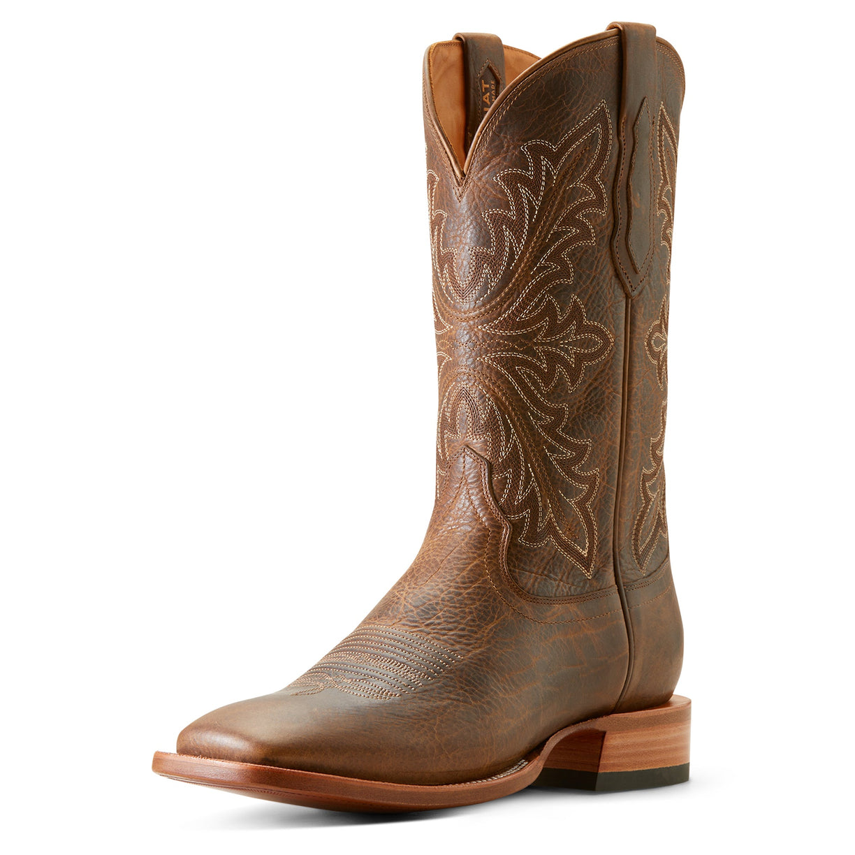 Ariat Men's Bench Made Bassett Cowboy Boot Front in Earth Brown Bison Front