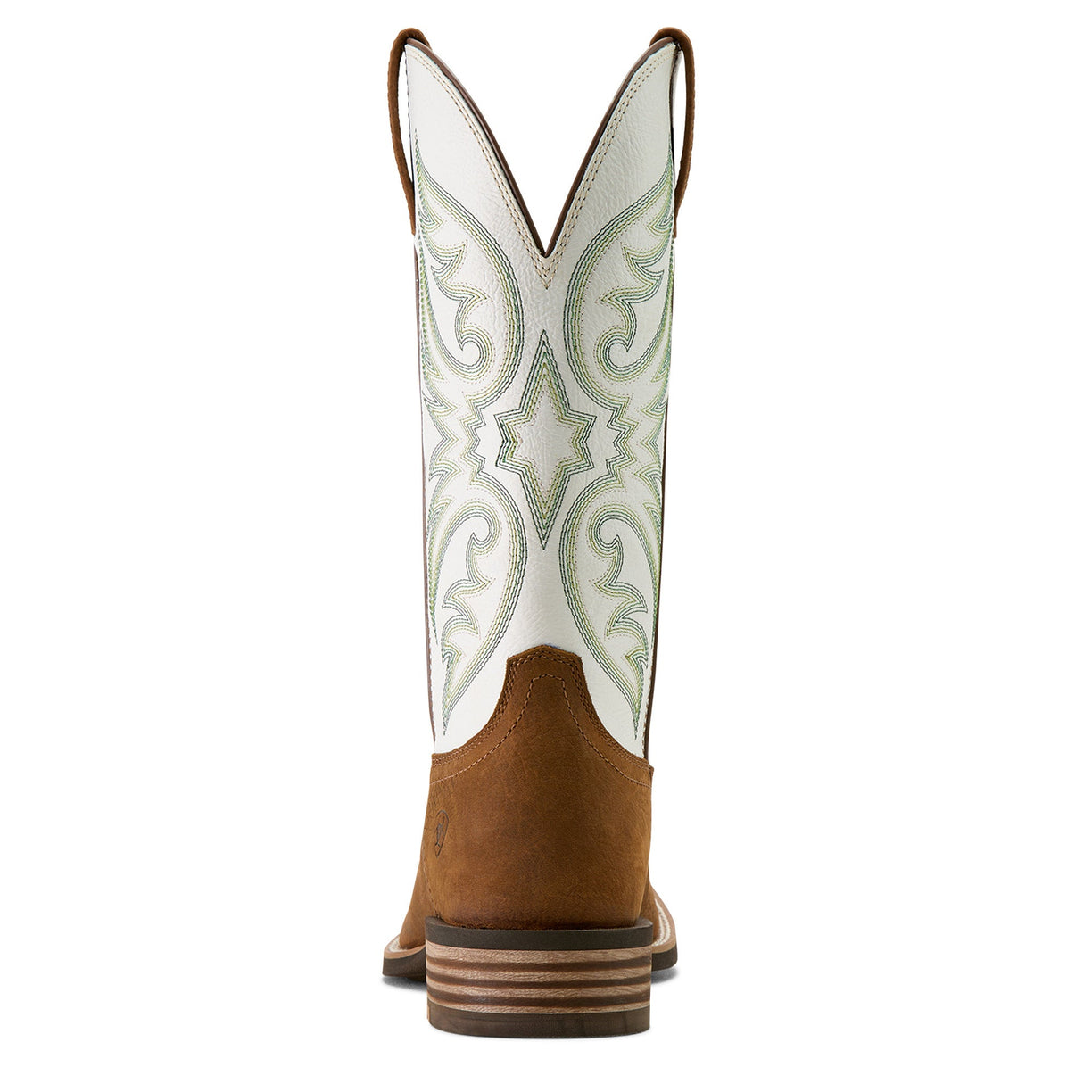Ariat Men's Ricochet Cowboy Boot in brown and cream leather - Heel