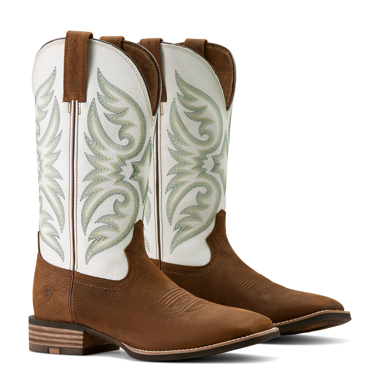 Ariat Men's Ricochet Cowboy Boot in brown and cream leather - Pair