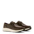 Ariat Men's Buckeye Waterproof Shoe in dark brown leather with full quill ostrich print - Pair