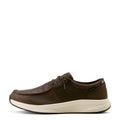 Ariat Men's Buckeye Waterproof Shoe in dark brown leather with full quill ostrich print - Side