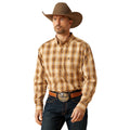 Man wearing a plaid shirt, cowboy hat, and jeans on a white background