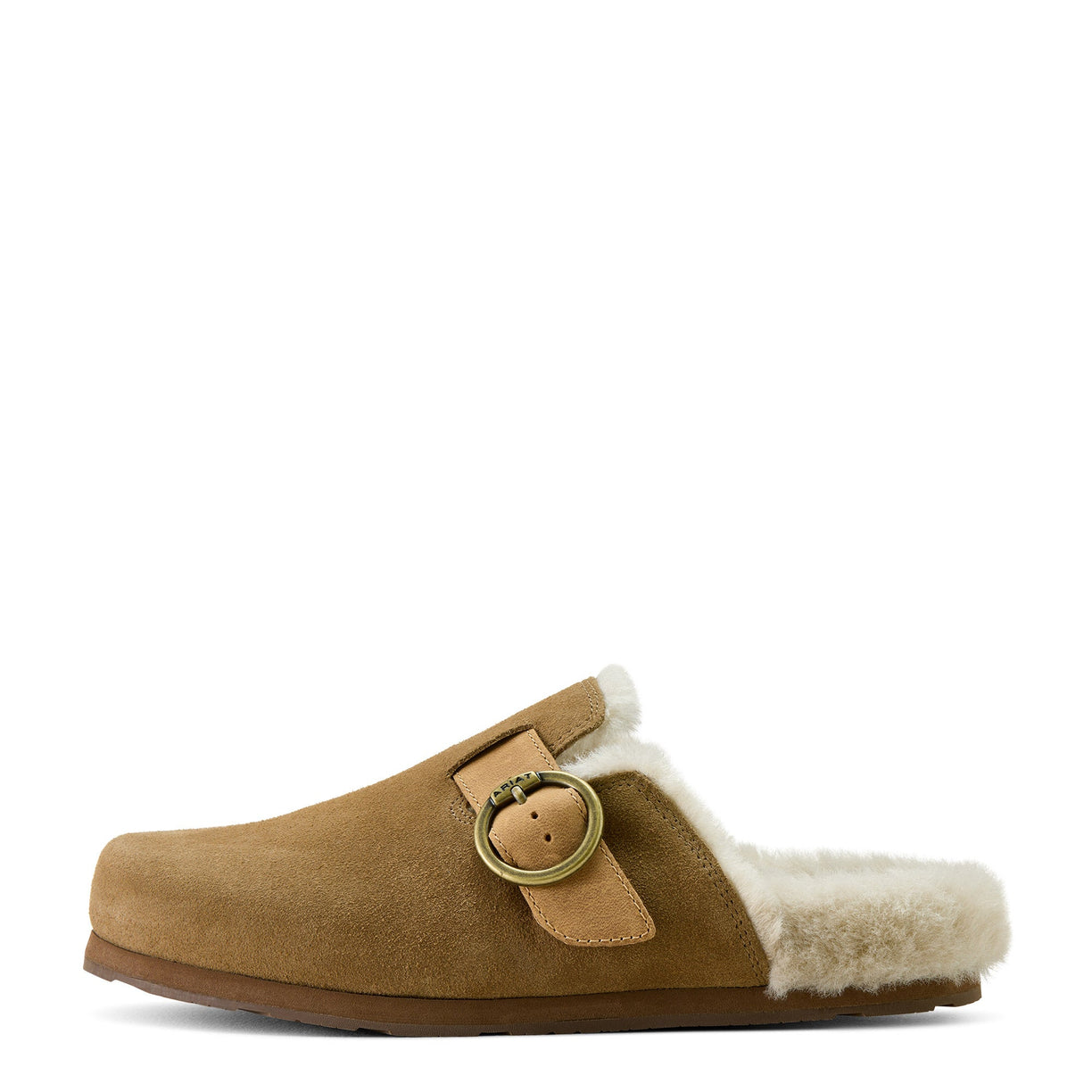 Ariat Women's Country Mule Sherpa Slipper in ranch brown suede - Side