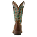 Ariat Women's Beaumont Western Boot in brown leather with gilded tiger print - Heel