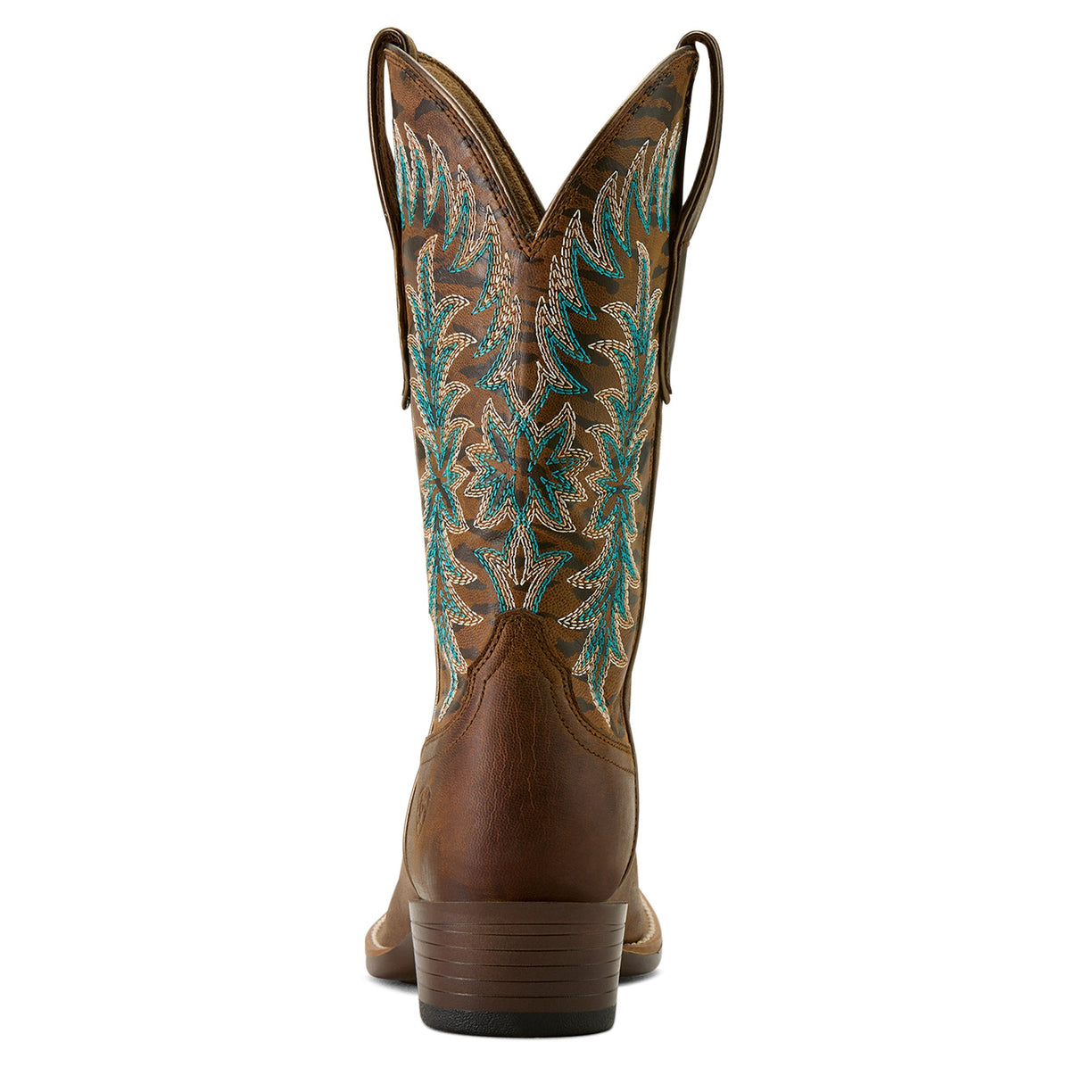 Ariat Women's Beaumont Western Boot in brown leather with gilded tiger print - Heel