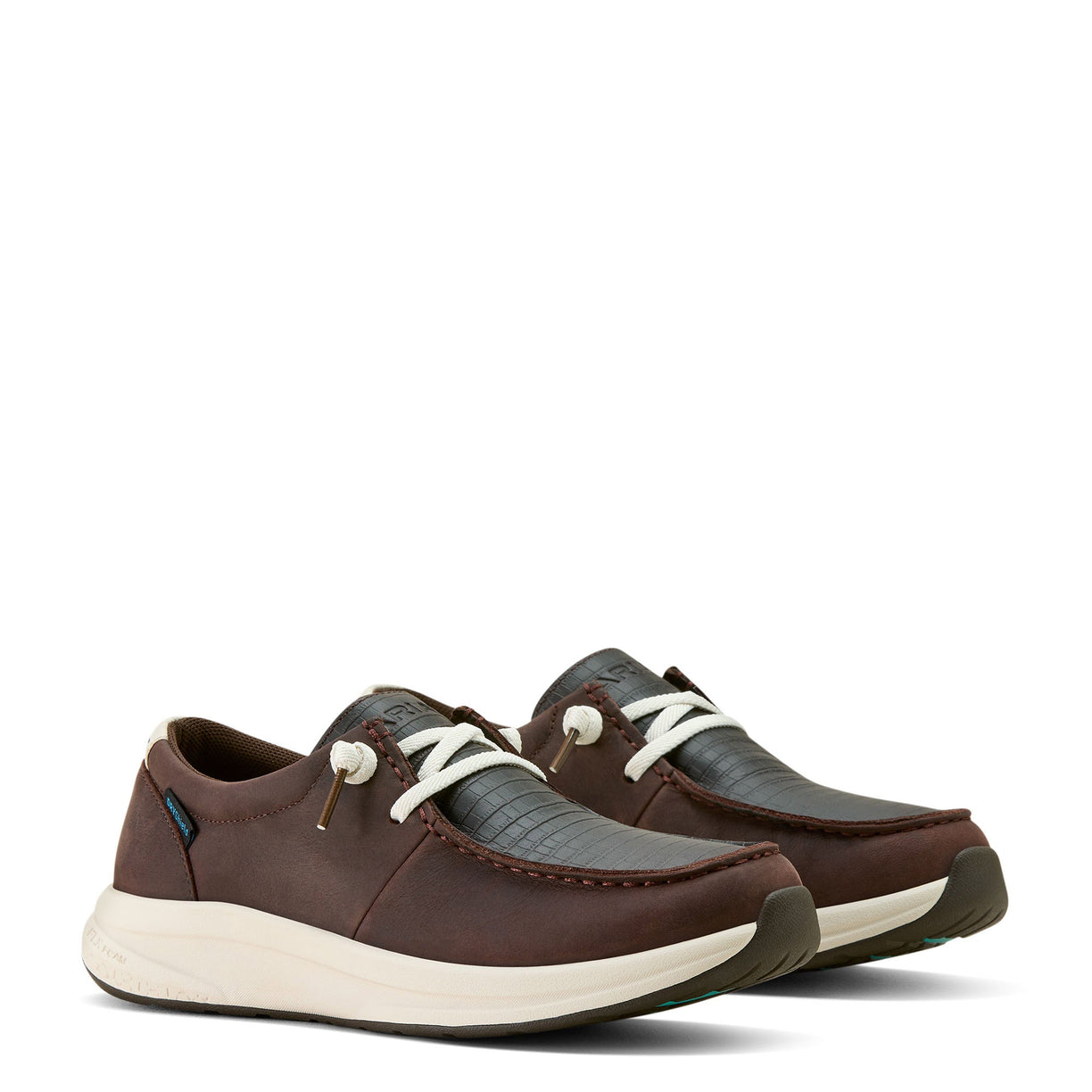 Ariat Women's Buckeye Waterproof Shoe in chocolate brown leather with caiman emboss print - Pair