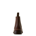 Brown leather boot on a white background