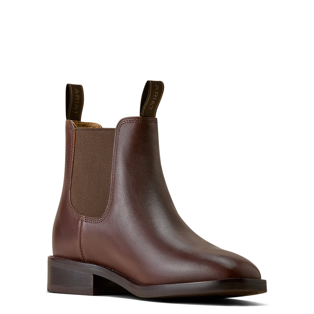 Brown leather Chelsea boot on a white background