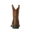 Brown leather cowboy boot on a white background