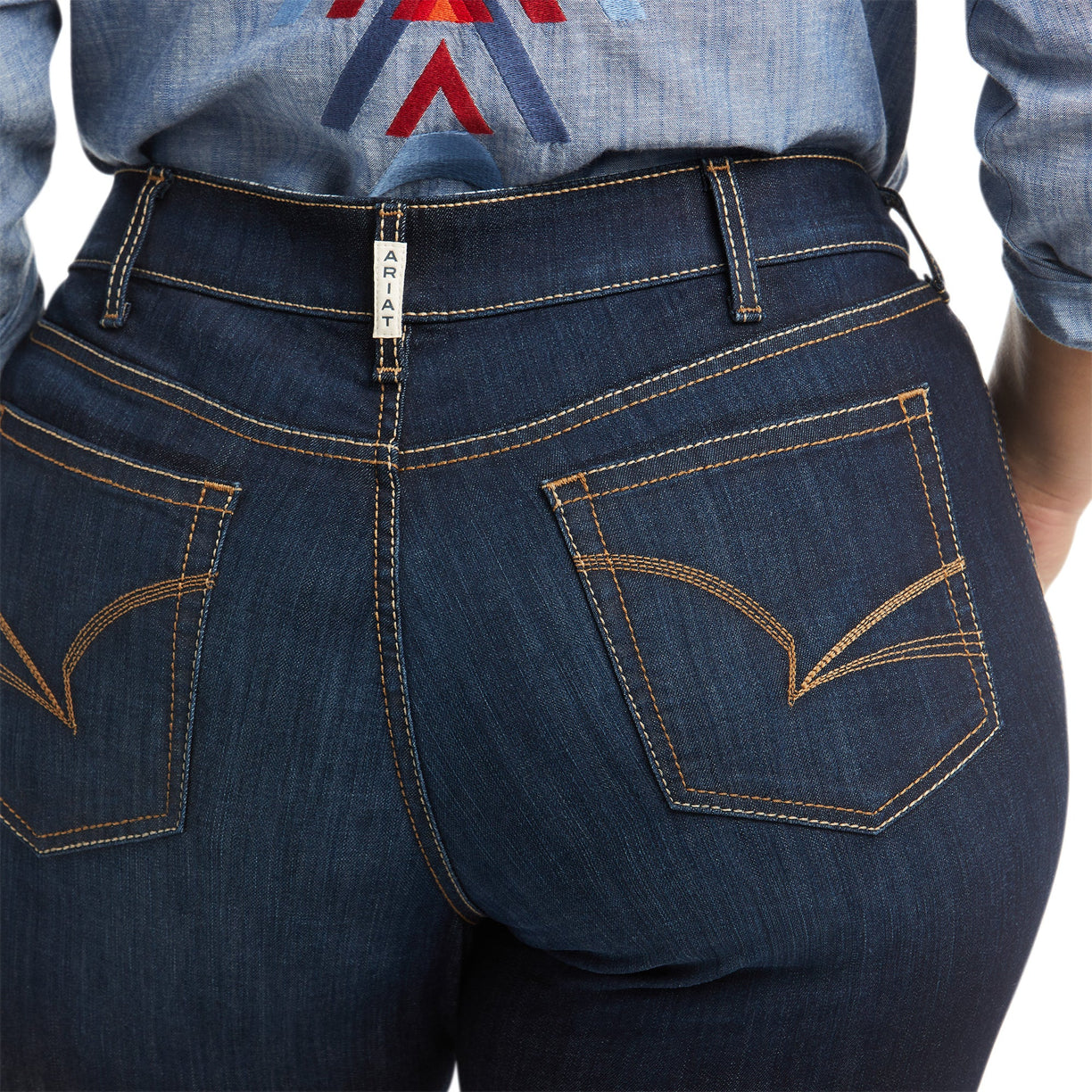 Women's R.E.A.L. Mid Rise Arrow Fit Jocelyn Boot Cut Jeans in Nashville 10036087 Ariat details plus pocket