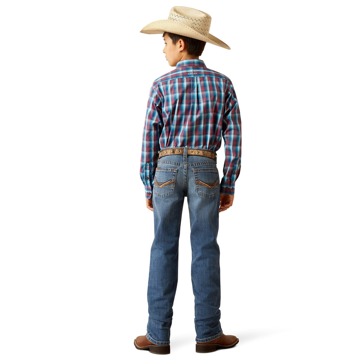 Ariat Kids' B5 Slim Bennet Straight Leg Jeans in blue denim - Full Back