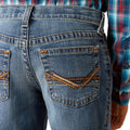 Ariat Kids' B5 Slim Bennet Straight Leg Jeans in blue denim - Detail