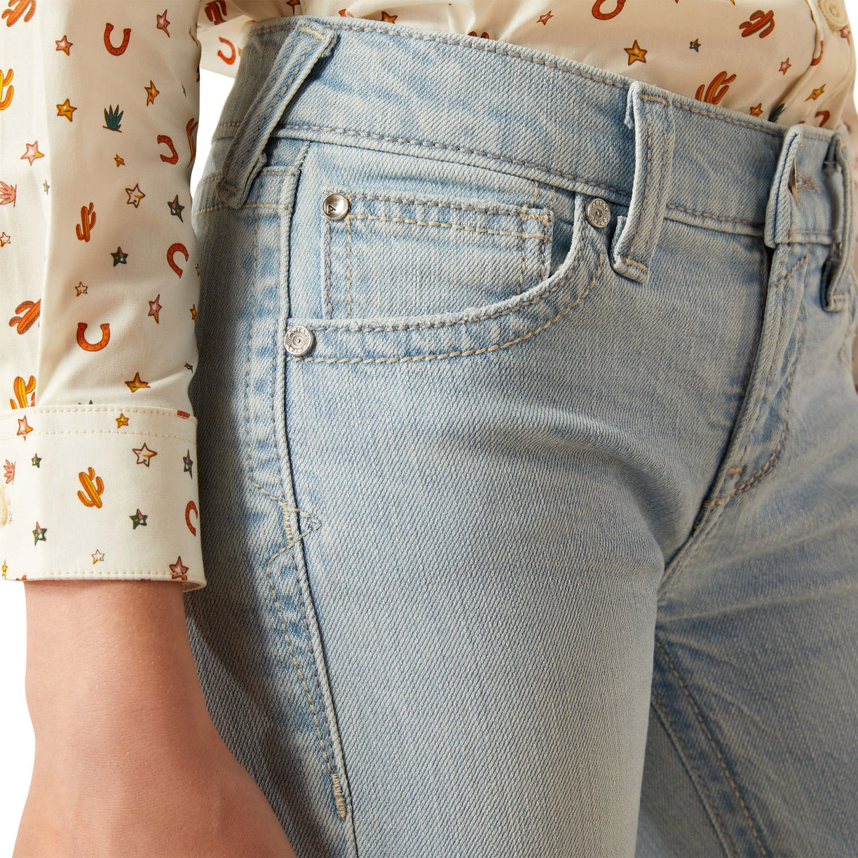 Ariat Girl's Zoe Trouser Jeans in light blue denim - Detail