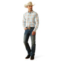 Ariat Men's Pro Series Grady Classic Fit Shirt in white, brown and blue pattern - Full