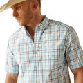 Ariat Men's Pro Series Geoffrey Classic Fit Shirt in white and blue pattern - Detail