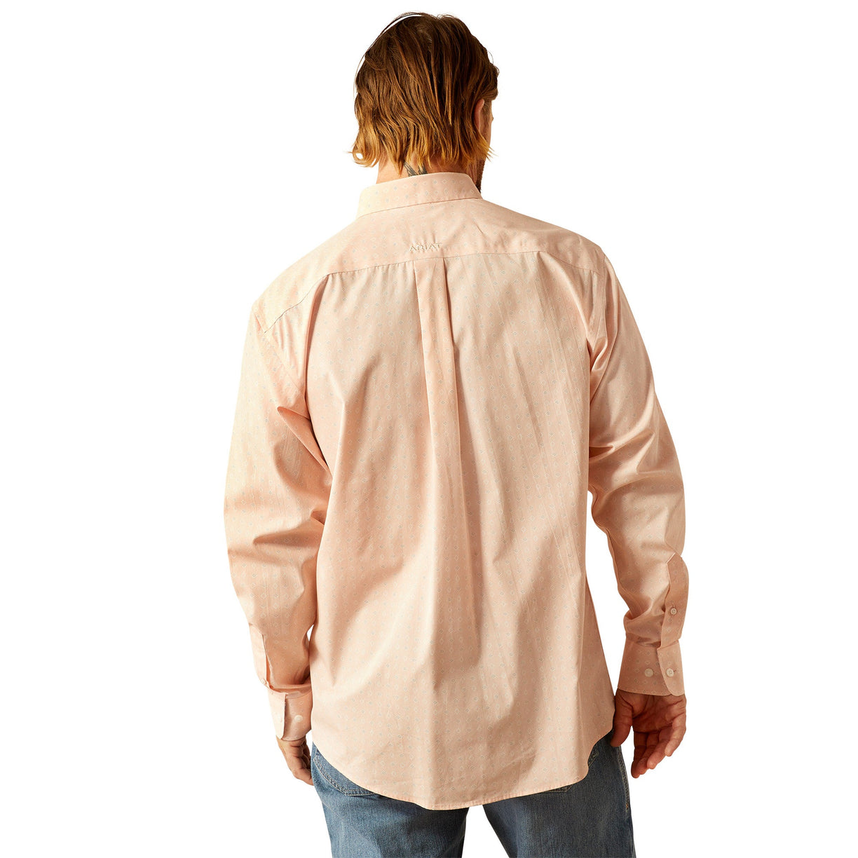 Ariat Men's Wrinkle Free Ashton Classic Fit Shirt in peach colour - Back
