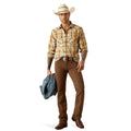 Ariat Men's Halston Retro Fit Shirt in beige and brown pattern - Full