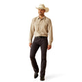 Ariat Men's Hollis Retro Fit Shirt in beige and brown stripes - Full