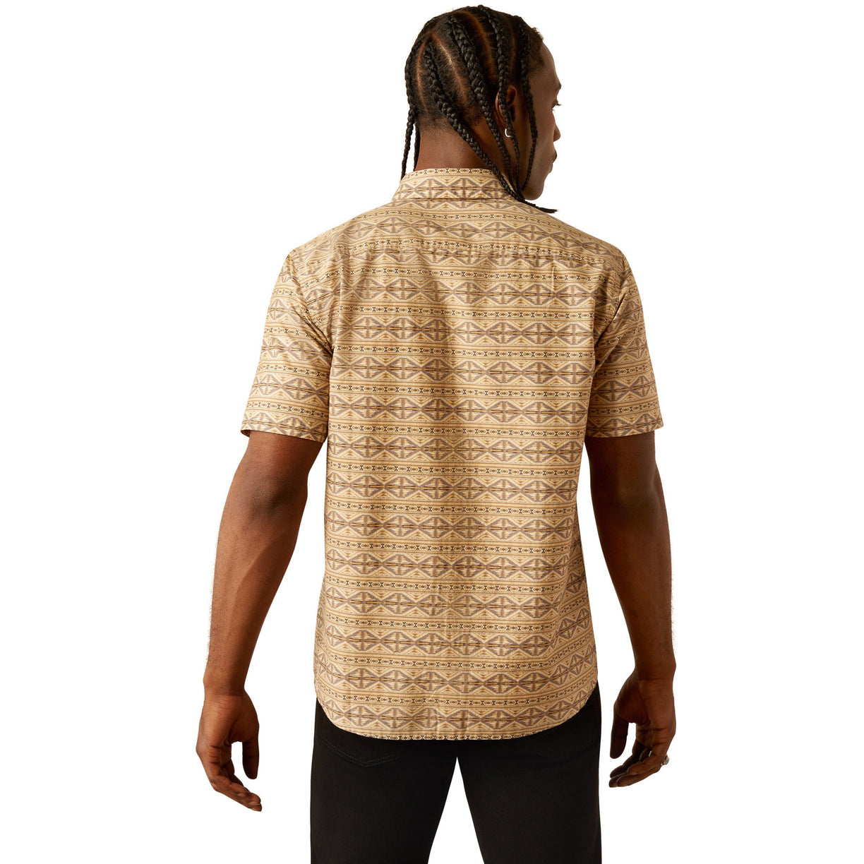 Ariat Men's Merritt Modern Fit Shirt in beige and brown pattern - Back