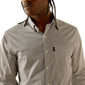 Ariat Men's Meyer Modern Fit Long-Sleeved Shirt in grey pattern - Detail