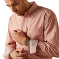 Ariat Men's Wrinkle Free Solid Classic Fit Long-Sleeved Shirt in pink - Detail