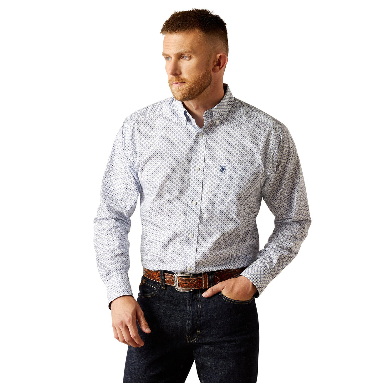 Ariat Wrinkle Free Danny Classic Fit Shirt - Blue - front