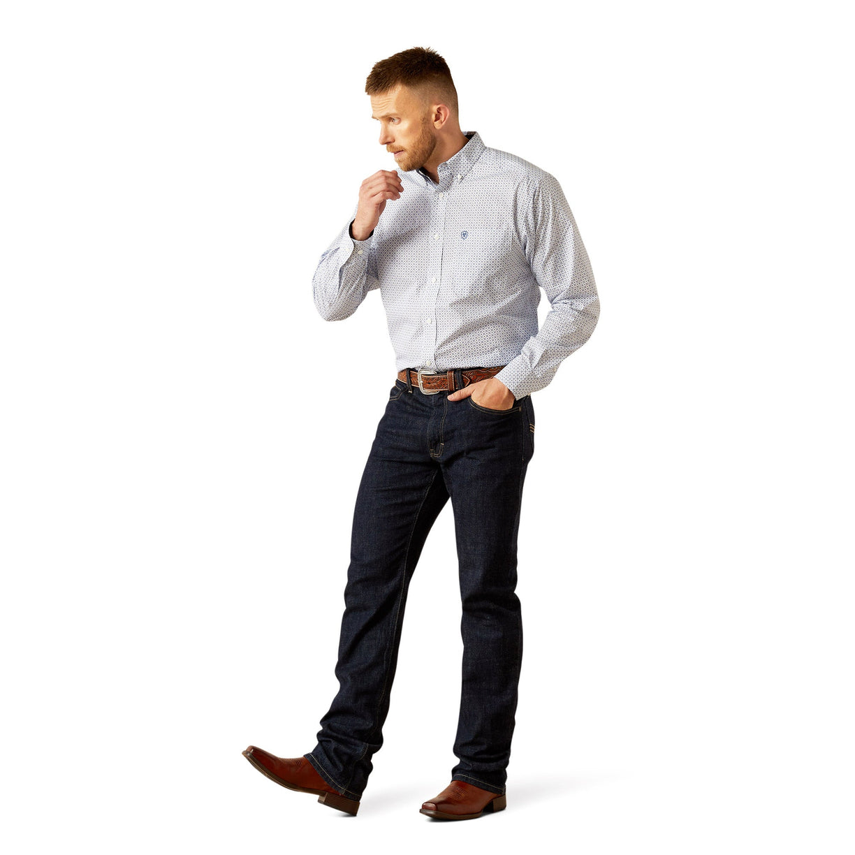 Ariat Wrinkle Free Danny Classic Fit Shirt - Blue - front full