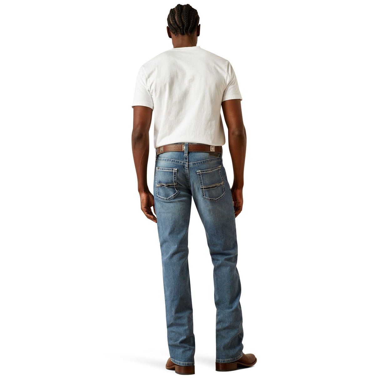 Ariat Men's M5 Straight Leg Forrest Straight Leg Jeans in blue denim - Back