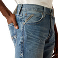Ariat Men's M5 Straight Leg Forrest Straight Leg Jeans in blue denim - Detail