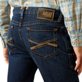 Ariat Men's M8 Modern Shawn Straight Legg Jeans in dark blue denim - Detail