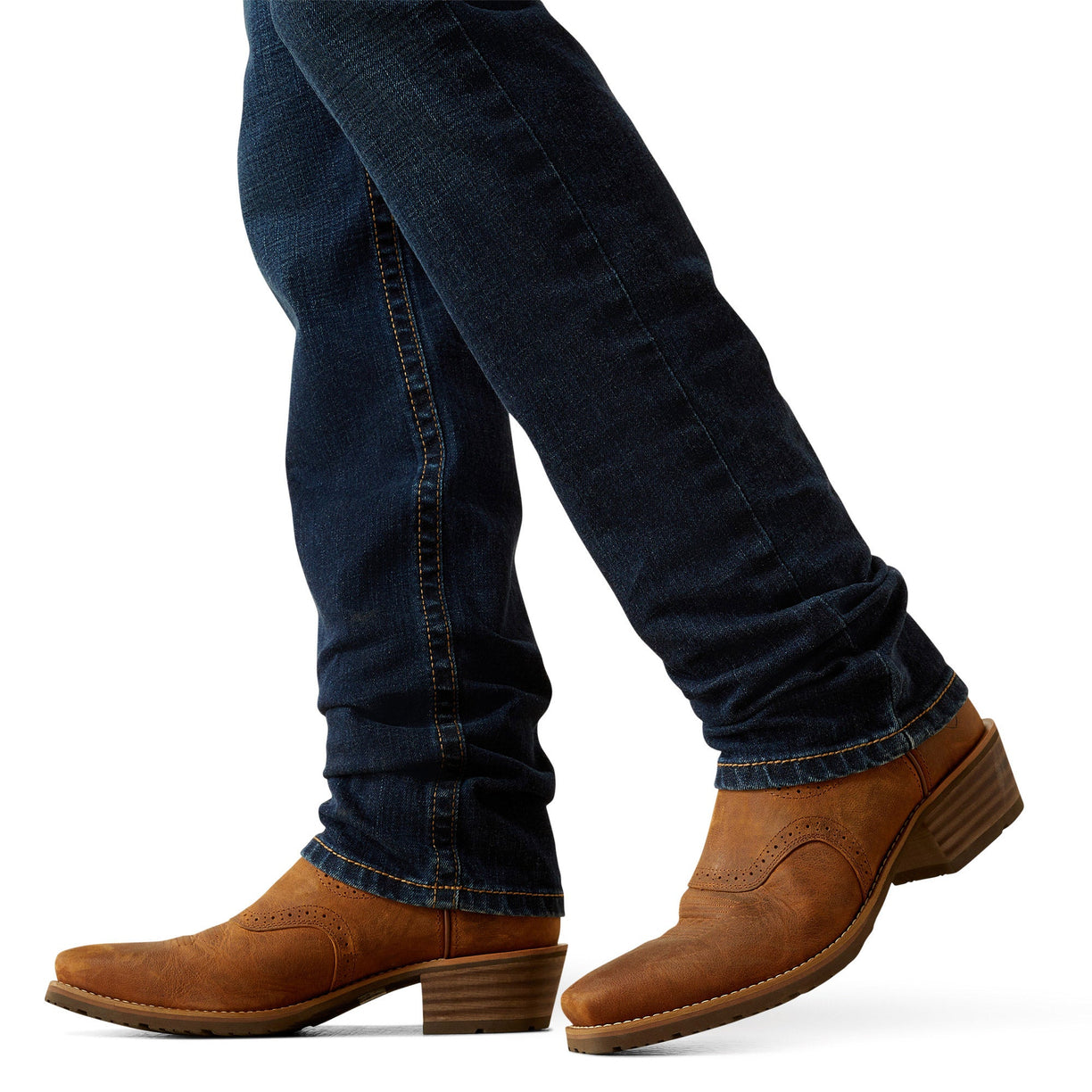 Ariat Men's M8 Modern Shawn Straight Legg Jeans in dark blue denim - Detail