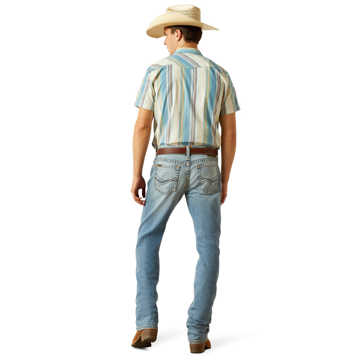 Ariat Men's M7 Slim Tustin Straight Leg Jeans in light blue denim - Back