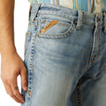 Ariat Men's M7 Slim Tustin Straight Leg Jeans in light blue denim - Front