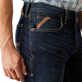 Ariat Men's M4 Relaxed Otis Boot Cut Jeans in blue denim - Detail
