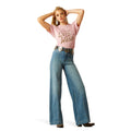 Ariat Women's West Tee in pink with brown text - Full