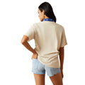 Ariat Women's Heritage Tee in beige with rodeo print and blue text - Back