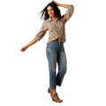 Ariat Women's Homestyle Button Up Shirt in brown and blue floral pattern - Full