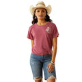 Ariat Women's Always Ramblin' Tee in red with text on back - Front