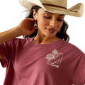Ariat Women's Always Ramblin' Tee in red with text on back - Detail