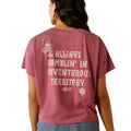Ariat Women's Always Ramblin' Tee in red with text on back - Detail