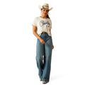 Ariat Women's Cowboy Tee in white with embroidered Cowboy writing - Full