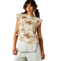 Ariat Women's Britney Tee in beige with bull rider print - Front
